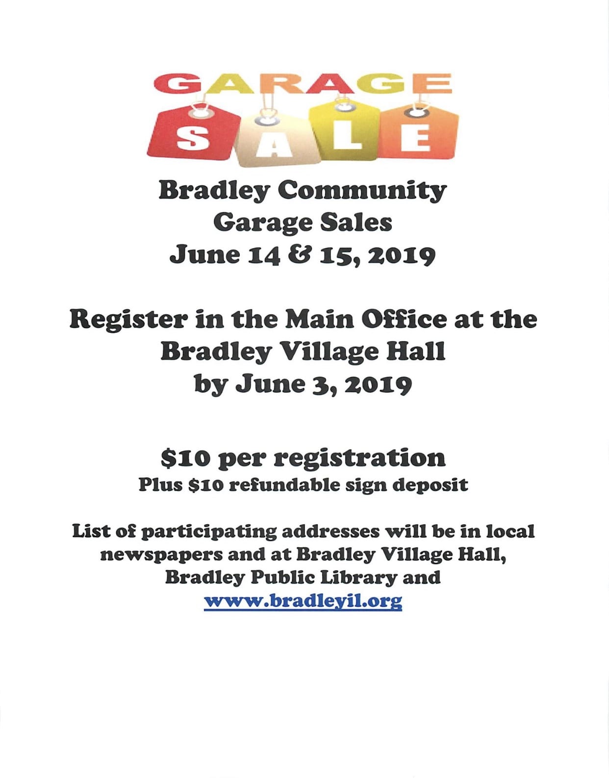 Village of Bradley Garage Sale Days (Register Now) Country Herald
