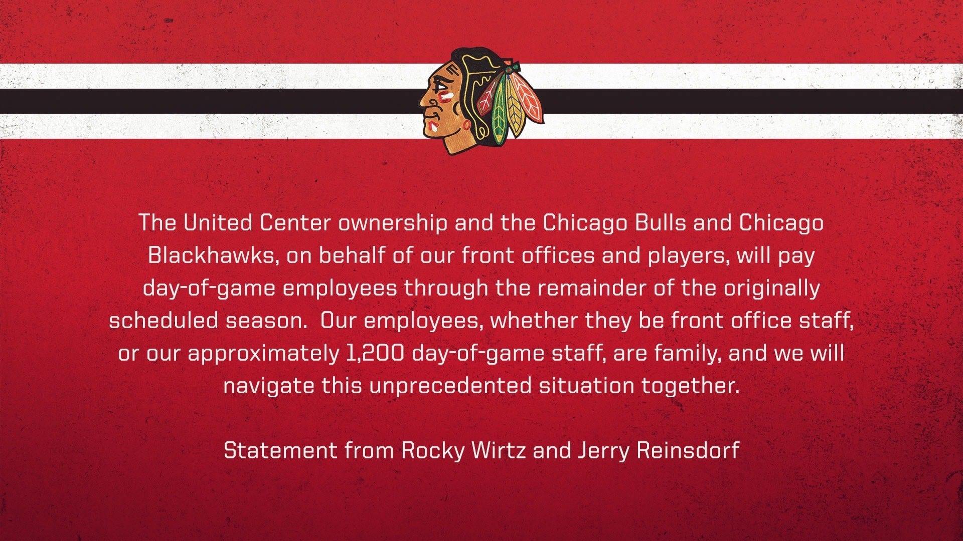 Bulls, Blackhawks, United Center announces will take care of employees