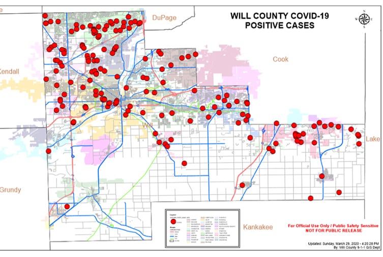 Will County Releases Covid 19 Case Map Country Herald