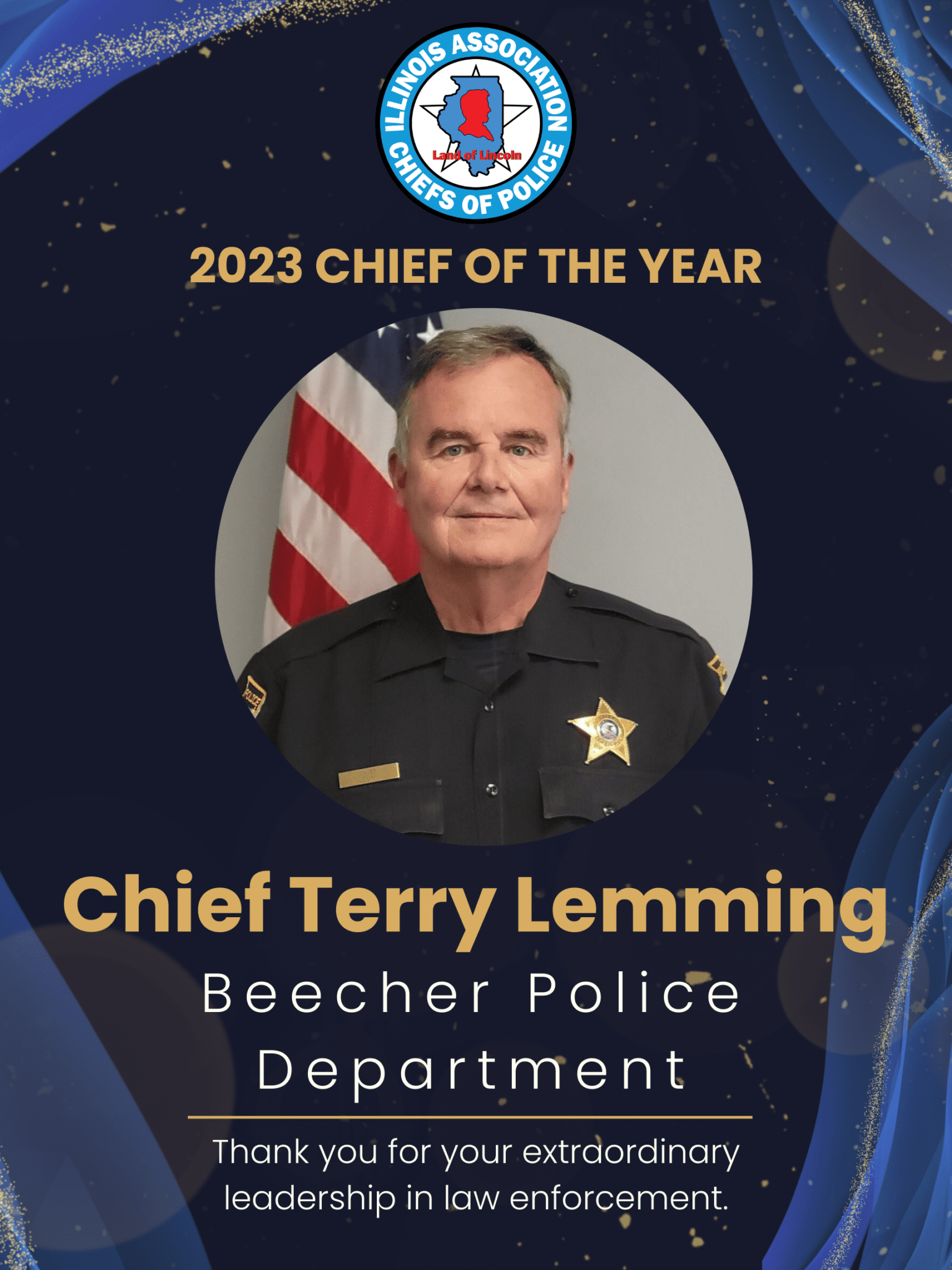 Beecher Police Chief Terry Lemming Wins ILACP Chief of the Year Award