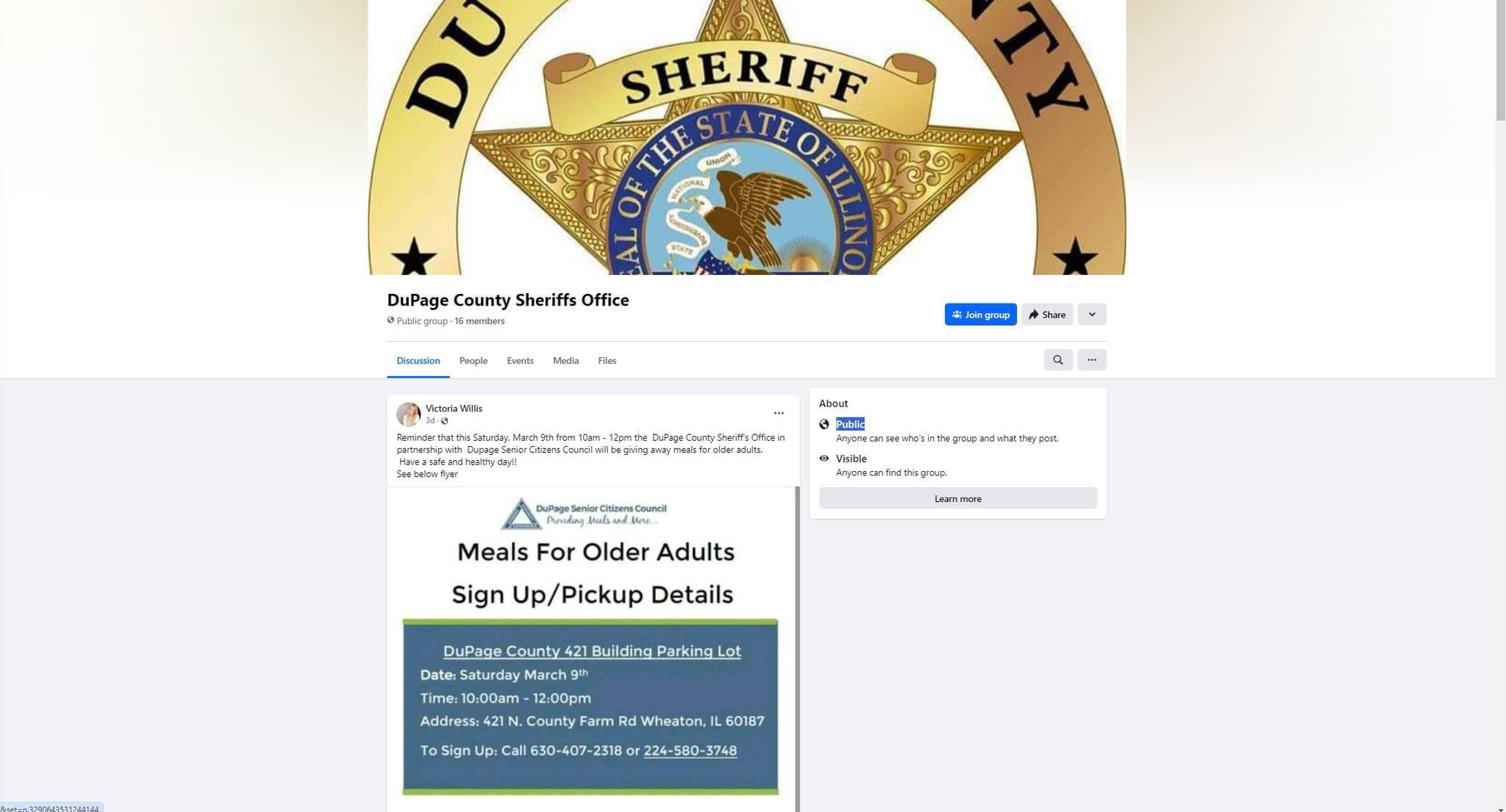 DuPage County, IL Residents Beware Sheriff Warns of Facebook Page